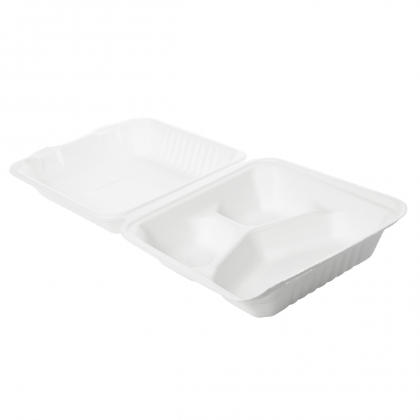 BioPak Menübox mit Deckel, Dreiteilig, 325/70/60ml